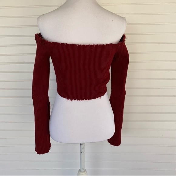 Red Bell sleeves crop top NEW - Picture 4 of 14
